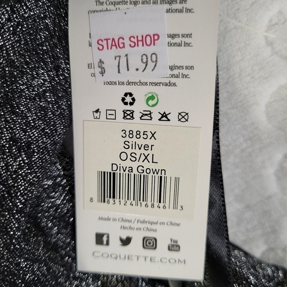 New Coquette Sexy Silver Diva Nightgown Negligee XL - Picture 6 of 14